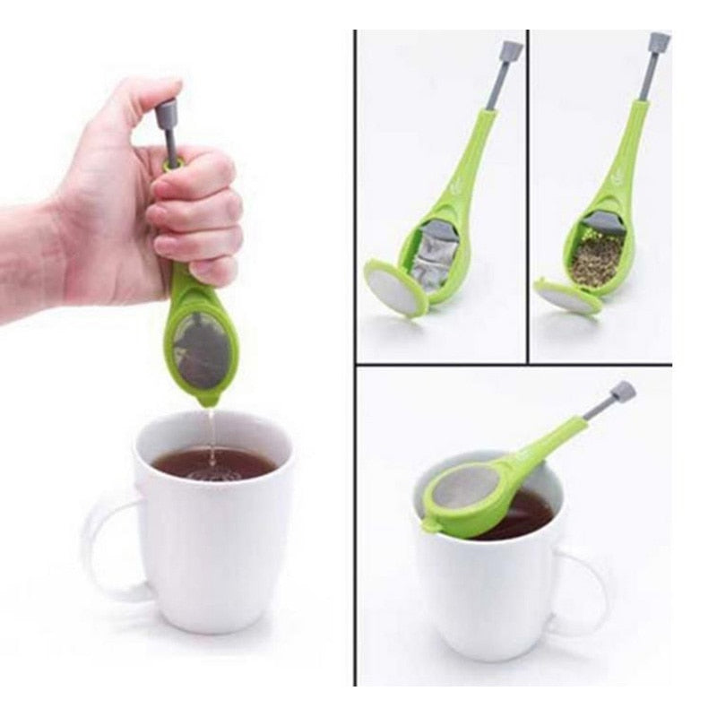 Tea Infuser Built-in plunger Healthy Intense Flavor Reusable Tea bag Plastic Tea&Coffee Strainer Measure Swirl Steep Stir&Press