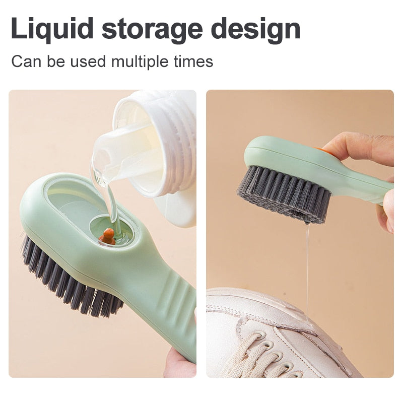 Soft Bristled Liquid Shoe Brush Multifunction Cleaning Brush Long Handle Brush Shoe Clothing Board Brush Household Cleaning Tool