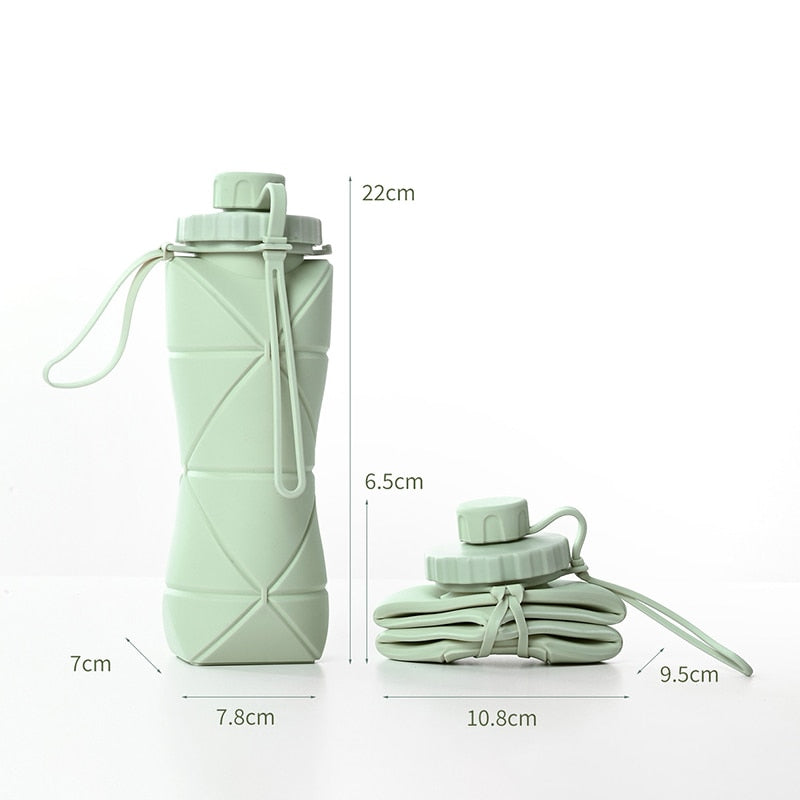 600ml Folding Silicone Water Bottle Sports Water Bottle Outdoor Travel Portable Water Cup Running Riding Camping Hiking Kettle