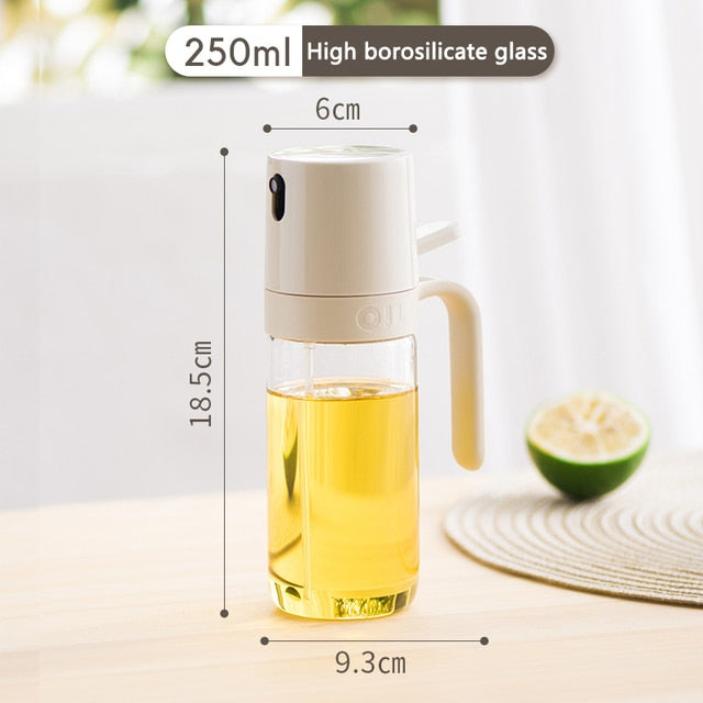 Oil Spray Bottle 250ml High Borosilicate Glass Cooking Oil Dispensers Olive Oil Sprayer Mister for Air Fryer Salad Baking