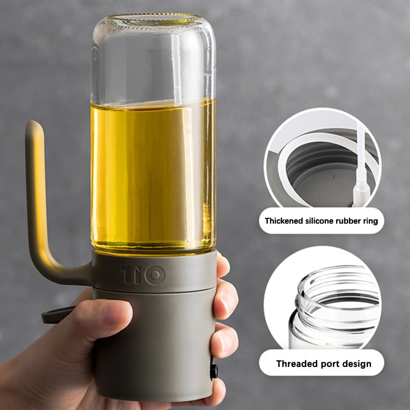 Oil Spray Bottle 250ml High Borosilicate Glass Cooking Oil Dispensers Olive Oil Sprayer Mister for Air Fryer Salad Baking