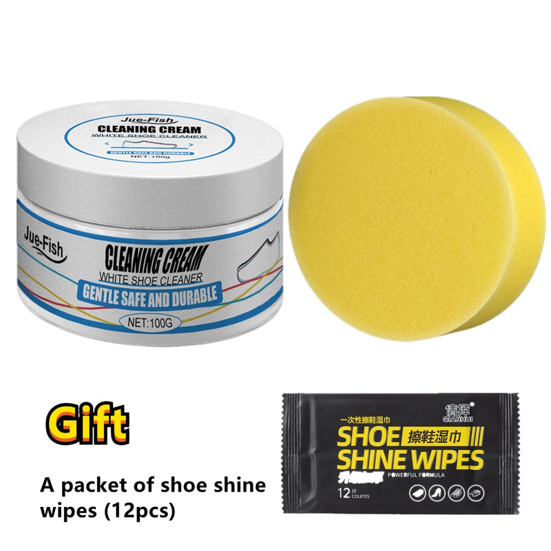 100g White Shoes Cleaning Cream Multi-functional Pasty Cleaner With Wipe Stains Remover Cleansing Maintenance Of Sports Shoes