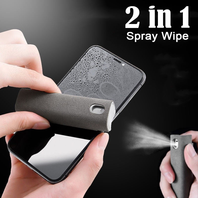 2in1 Microfiber Screen Cleaner Spray Bottle Mobile Phone Tablet Computer TV Display Screen Cleaning Wipe Cloth without Alcohol