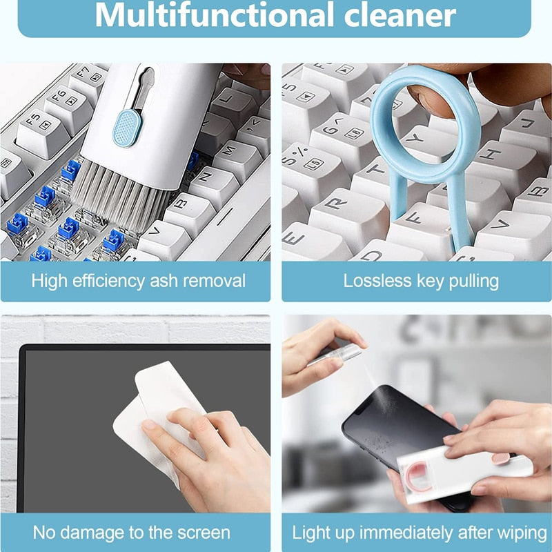 7-in-1 Computer Keyboard Cleaner Brush Screen cleaning Spray Bottle Set Earphones Cleaning Pen Cleaning Tools Keycap Puller