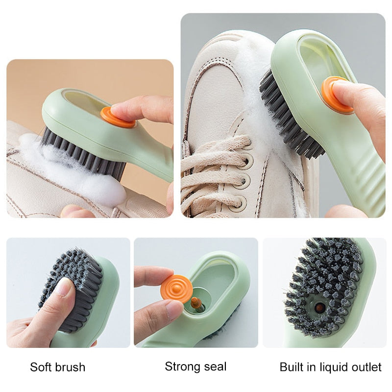 Soft Bristled Liquid Shoe Brush Multifunction Cleaning Brush Long Handle Brush Shoe Clothing Board Brush Household Cleaning Tool