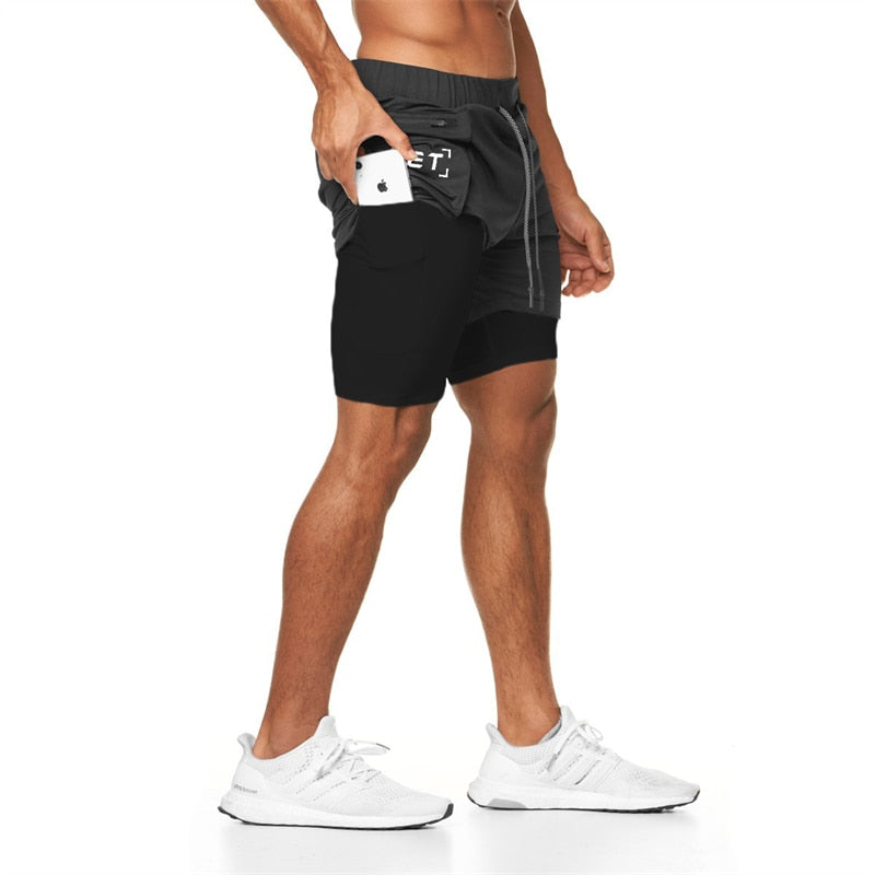 2022 Sport Shorts Men Sportswear Double-deck Running Shorts 2 In 1 Beach Bottoms Summer Gym Fitness Training Jogging Short Pants