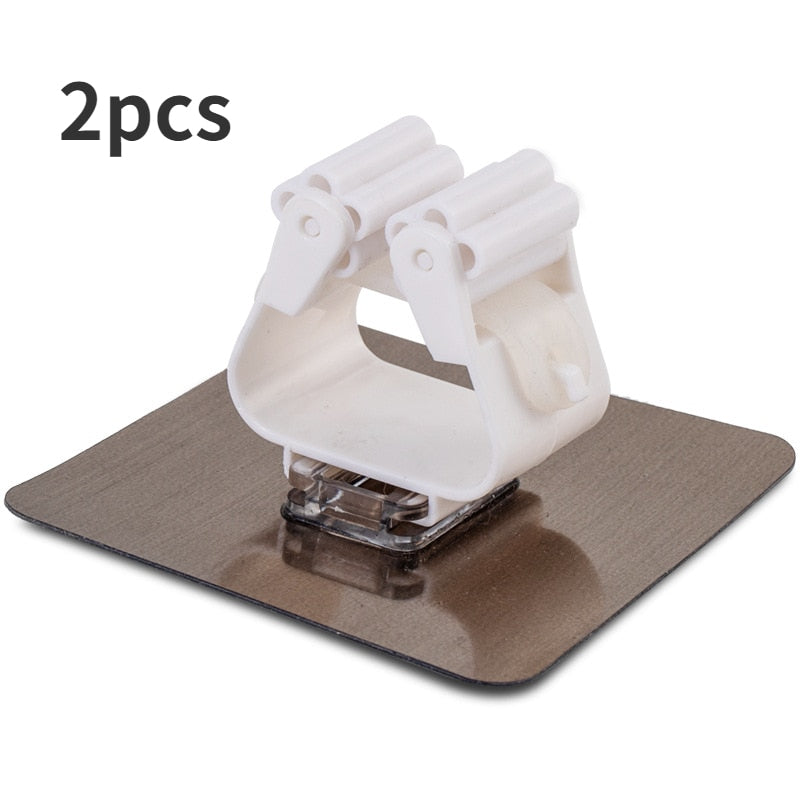 1pcs Punch-free Mop Holder Bathroom Shelf Wall-Mounted Mop Broom Hanger Self Adhesive Hooks Bathroom Storage Home Accessories